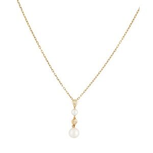 MIKIMOTO | 18K Gold Pearl Diamond Pendant Necklace 16"|AUTHENTICATED